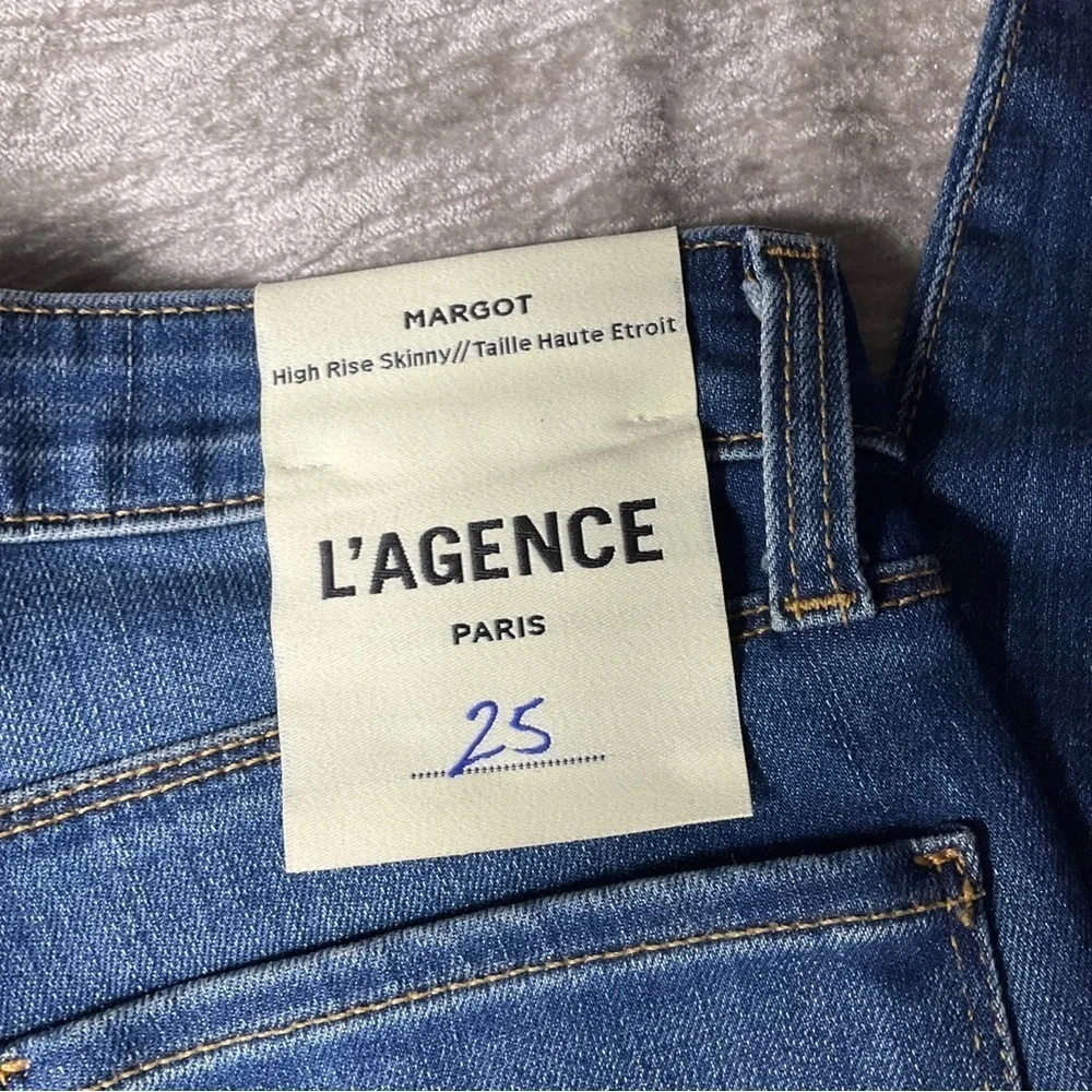 NWT L'agence Margot High Rise Skinny Jeans Size 25” Waist Stretch Blue Neptune - Picture 5 of 15